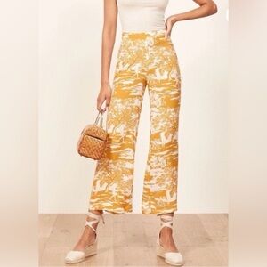Reformation Renaissance Golden & White Wide leg Pants